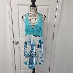 Thalia Sodi lagoon aqua print nightgown. Size L